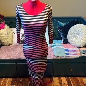 Bailey 44 super stretchy layered Striped Long Sleeve Dress